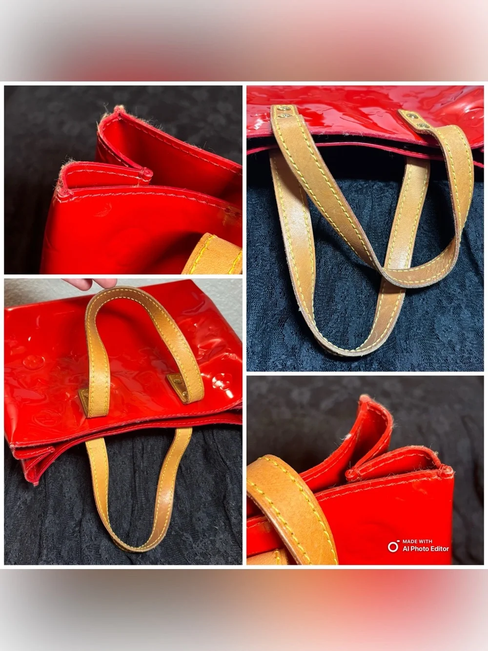 Louis Vuitton Reade PM Red Monogram Vernis Tote Bag Vintage 2003 Authentic